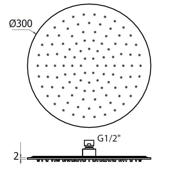 Ø 300 mm ümar laedušš, h 2 mm, matt valge