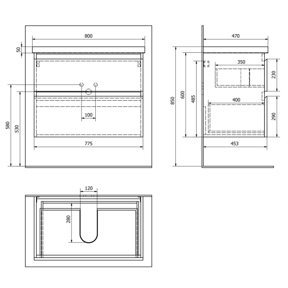 valamukapp ALTAIR 77,7x60x45cm, matt must