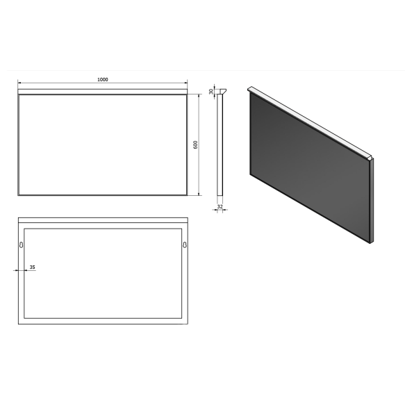 lülitiga LED peegel BORA 1000x600mm, kroom