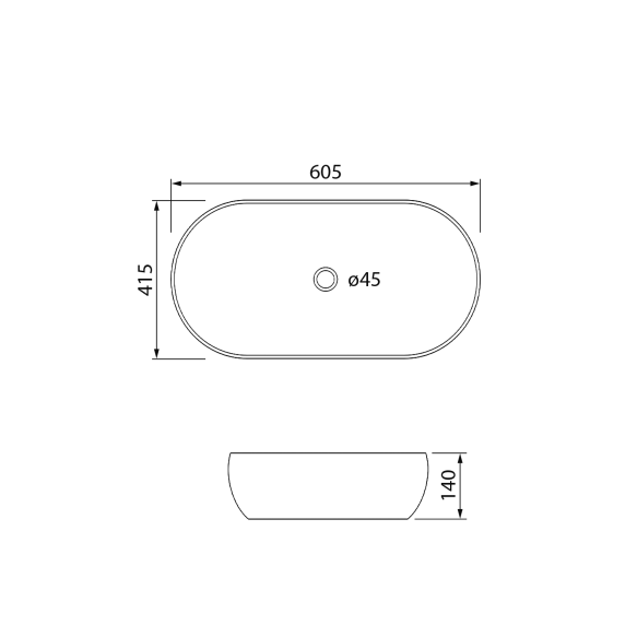 ARDEA countertop ceramic washbasin, 60,5x41,5cm, siena
