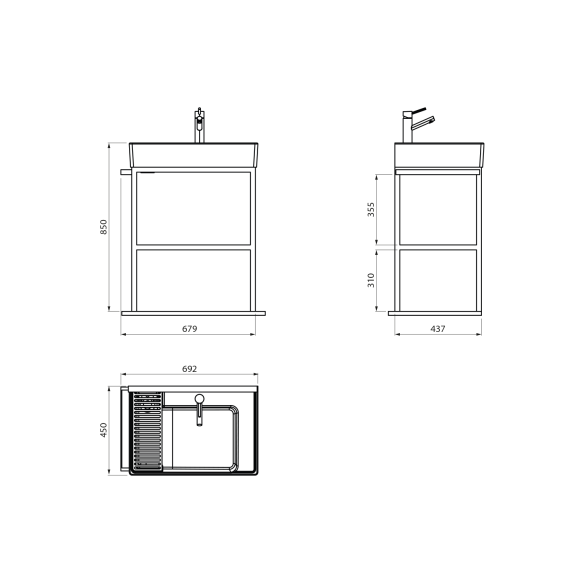 ARYA pedestal under the washbasin 680x850x450mm, black
