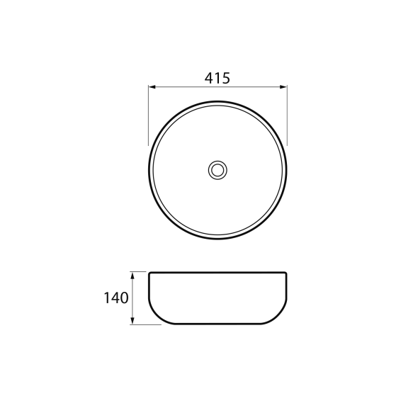 valamu töötasapinnale RONDEA dia. 41cm,  must matt