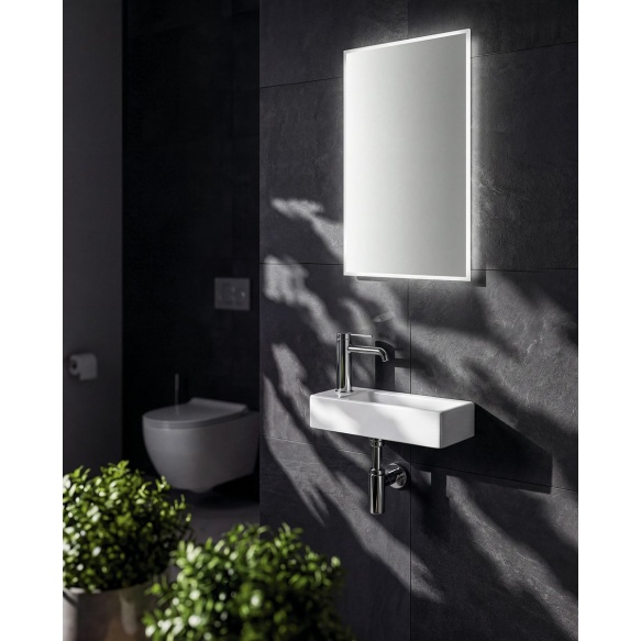AQUA MINI ceramic washbasin 38x14cm, tap hole on the left, white