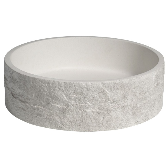 ISPIR concrete washbasin including drain, 40cm, white sandstone