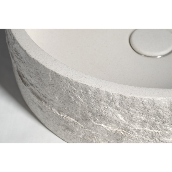 ISPIR concrete washbasin including drain, 40cm, white sandstone