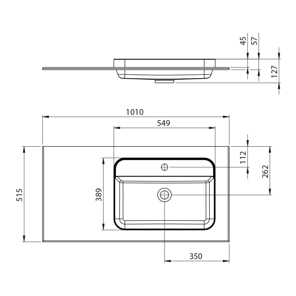 valamu Brahea 101x51.5 cm (30+70 cm), Rockstone, parem, matt valge