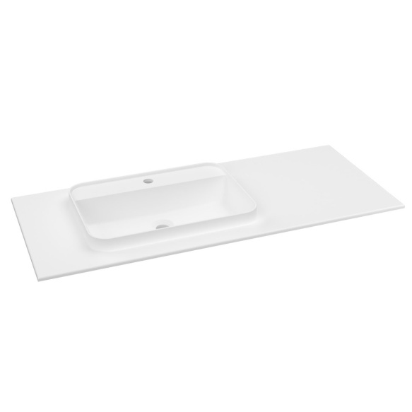 valamu Brahea 121x51.5 cm (90+30 cm), Rockstone, vasak, matt valge
