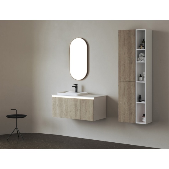 valamu Brahea 121x51.5 cm (90+30 cm), Rockstone, vasak, matt valge
