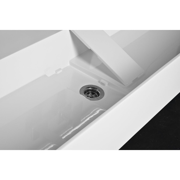 CUBIS washbasin, cast marble, 100x40cm, without tap hole, white