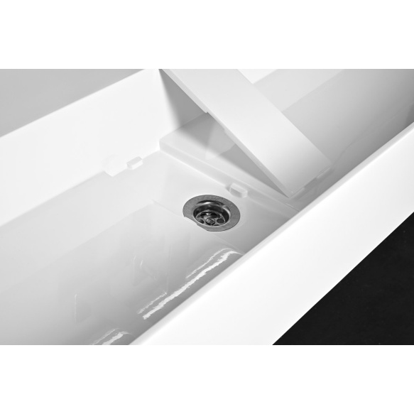 CUBIS washbasin, cast marble, 100x40cm, two tap holes, white