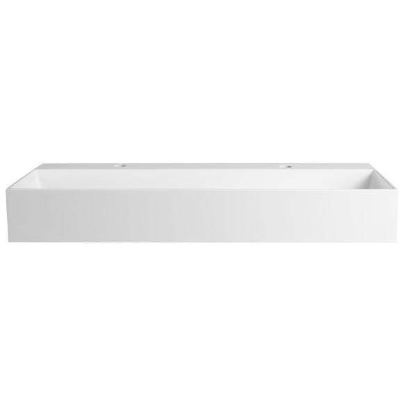 CUBIS washbasin, cast marble, 100x40cm, two tap holes, white