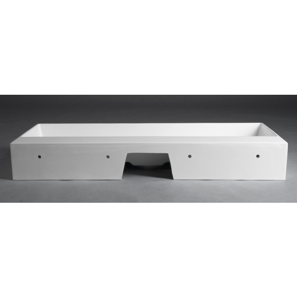 CUBIS washbasin, cast marble, 120x40cm, without tap hole, white