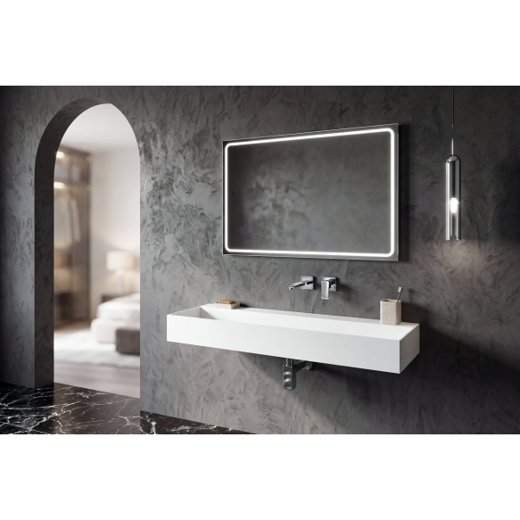CUBIS washbasin, cast marble, 120x40cm, without tap hole, white