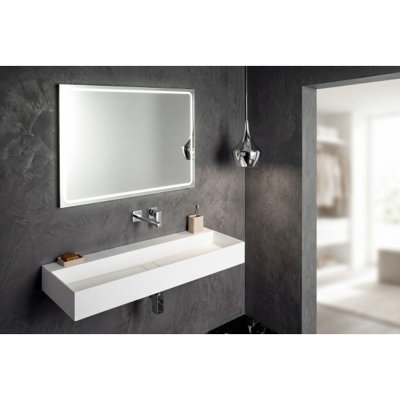 CUBIS washbasin, cast marble, 120x40cm, without tap hole, white