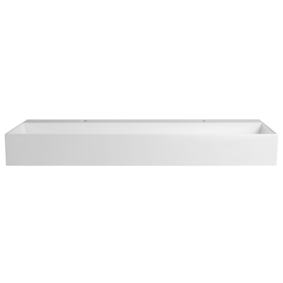 CUBIS washbasin, cast marble, 120x40cm, two tap holes, white