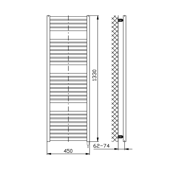 elektriradiaator Tondi-E, 450x1330 mm, 500W, valge