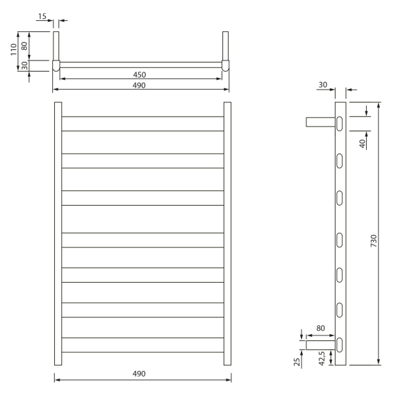 elektriradiaator Elias 490x730x110 mm, 105 W, matt must