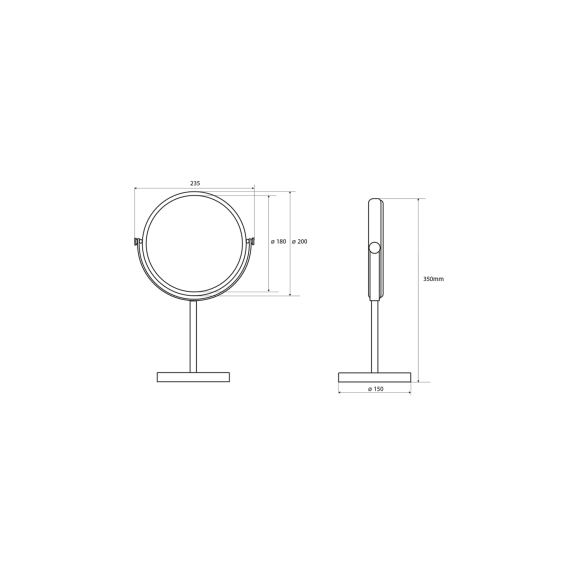 Eraldiseisev kosmeetikapeegel, läbimõõt 200mm, kroom