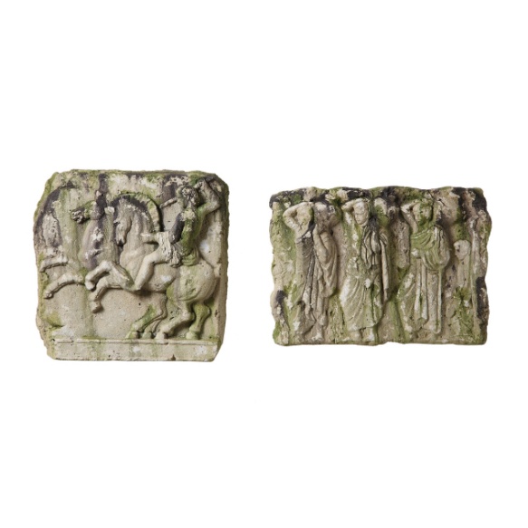 15"L Resin Wall Plaque, Distressed Moss Finish, 2 Styles