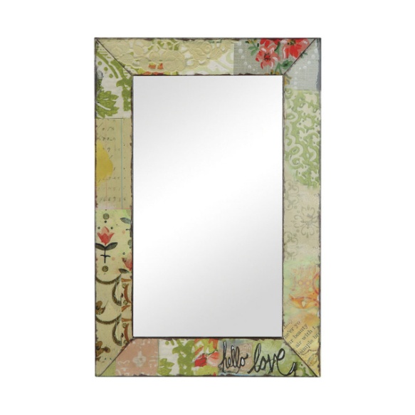 14-1/4"L x 26"H Tin Framed Mirror ©