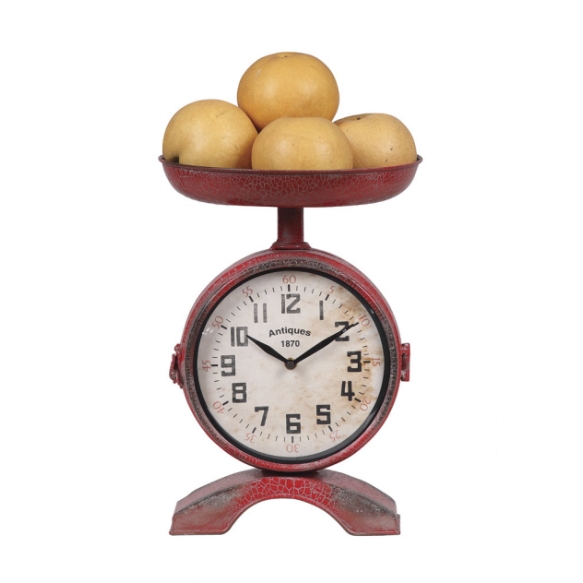 10"L x 14-1/8"H Metal 2-Sided Scale Shaped Clock, Red, KD