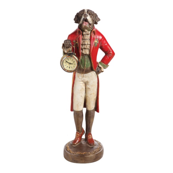17-1/2"H Resin St. Bernard w/ Clock