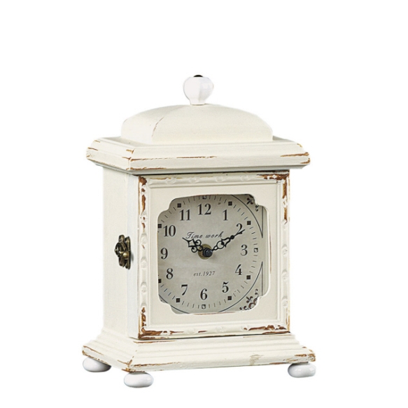 10-3/4"H Wood Mantle Clock, Cream 