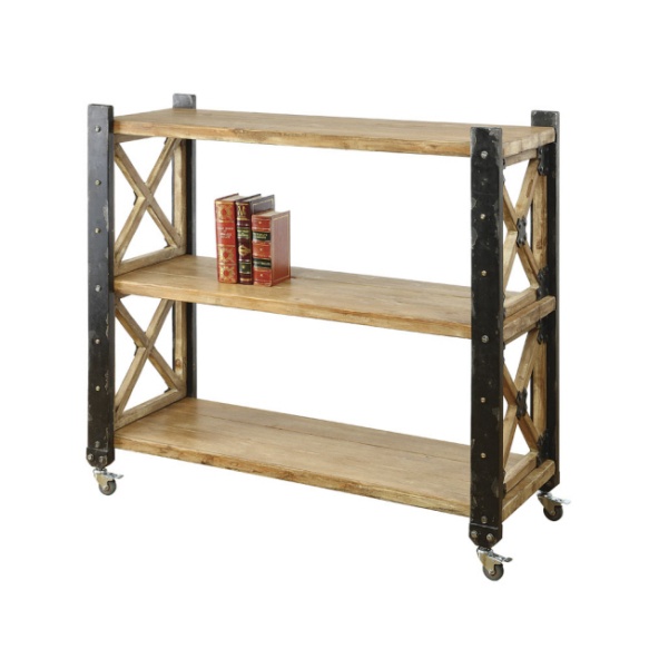 47-1/4"L x 17-3/4"W x 42-1/2"H MDF 3-Tier Shelf w/ Wheels, KD