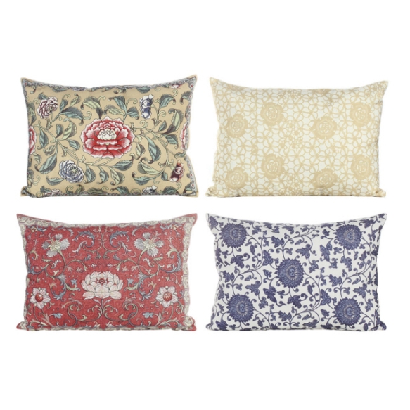 19"L Fabric Pillow w/ Floral Print, 4 Styles 