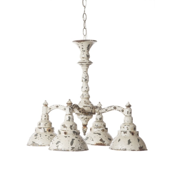 17-1/2"L x 18-1/2"H MTL -4BulbHanging Lamp, Dist Cream