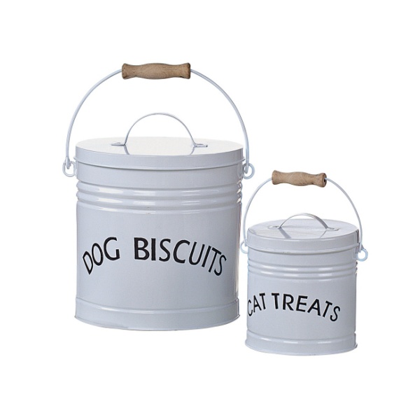 7-3/4"W x 11"H Tin "Dog/Cat" Containers, Set of 2