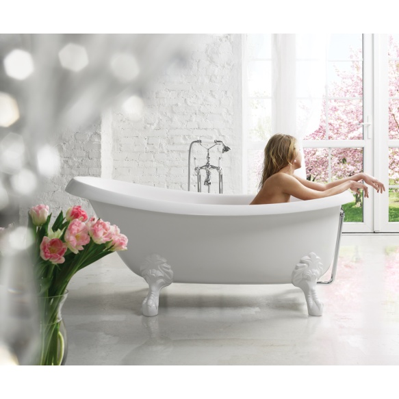 Cast stone bath VICTORIA, ANTICA legs