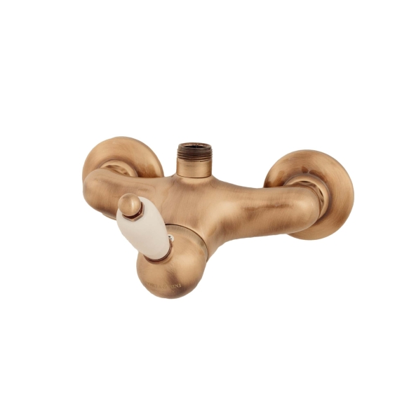 EXTERNAL SHOWER MIXER WITH SUPERIOR CONNECTION WHITE LEVER NEW OLD BRONZE