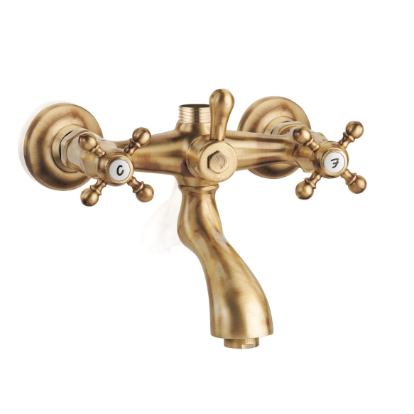 EXTERNAL SHOWER SET WITH SUPERIOR CONNECTION AND SPOUT CERAMIC OLD FASHION BRONZE