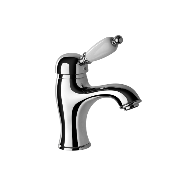 SINGLE LEVER BASIN MIXER WITH POP-UP WASTE WHITE LEVER CHROME