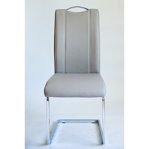 chair INFERNO,beige art. leather, chromed metal feet