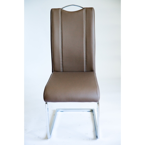 chair INFERNO,brown art. leather, chromed metal feet
