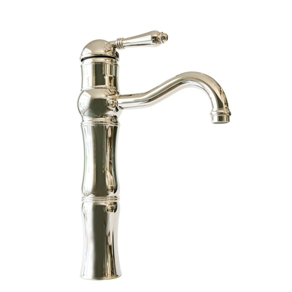 high basin mixer with pop-up, bright nickel