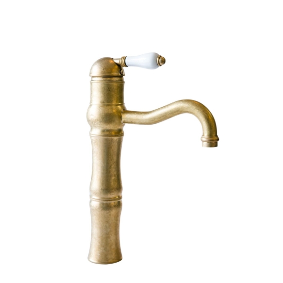 high basin mixer with pop-up, raw brass, handle 76