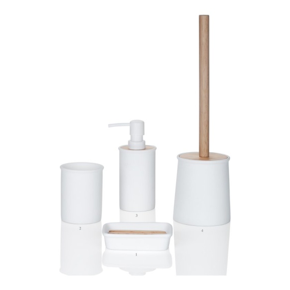 WH.POLY/NAT.WOOD TOILET BRUSH HOLDER