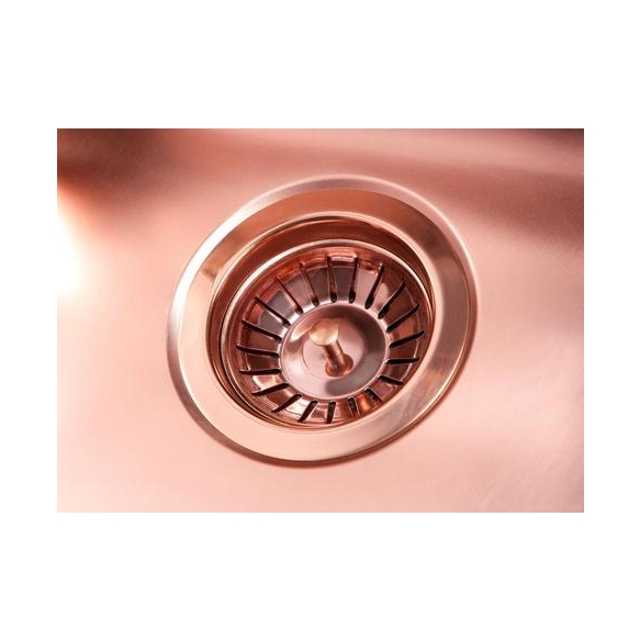 round stainless steel basin FORM 30 MONARCH, diam 51 cm, height 18,5 cm, waste 3 1/2´´, copper finish. Drain is included.