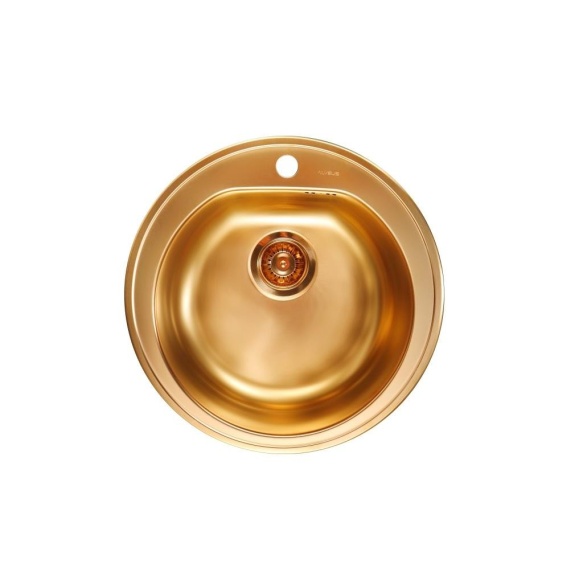 round stainless steel basin FORM 30 MONARCH, diam 51 cm, height 18,5 cm, waste 3 1/2´´, bronze finish. Drain is included.