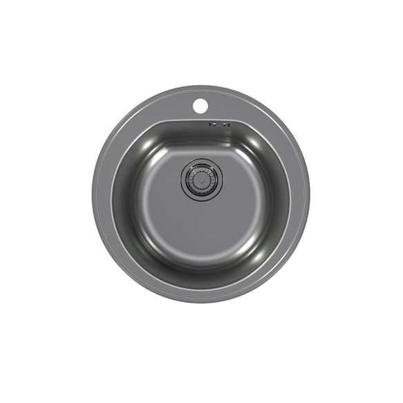 round stainless steel basin FORM 30 MONARCH, diam 51 cm, height 18,5 cm, waste 3 1/2´´, antrachite finish. Drain is included.