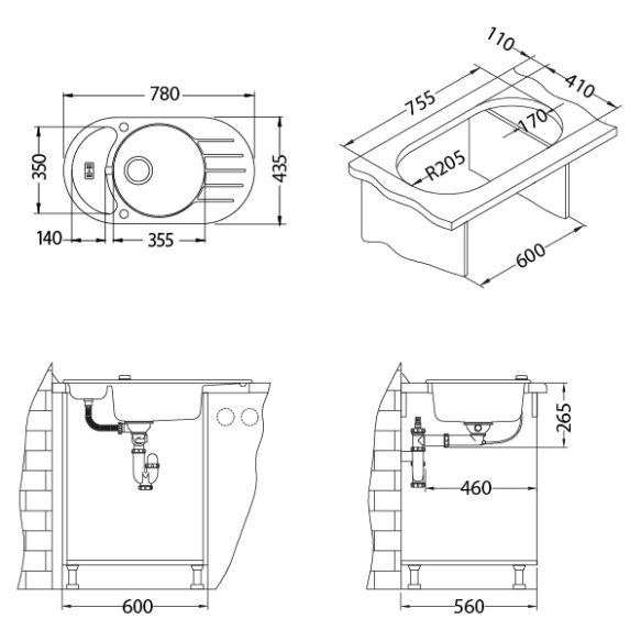 kivivalamu NIAGARA50, 78x43.5x16 cm,värv G11 valge, automaatsifoon