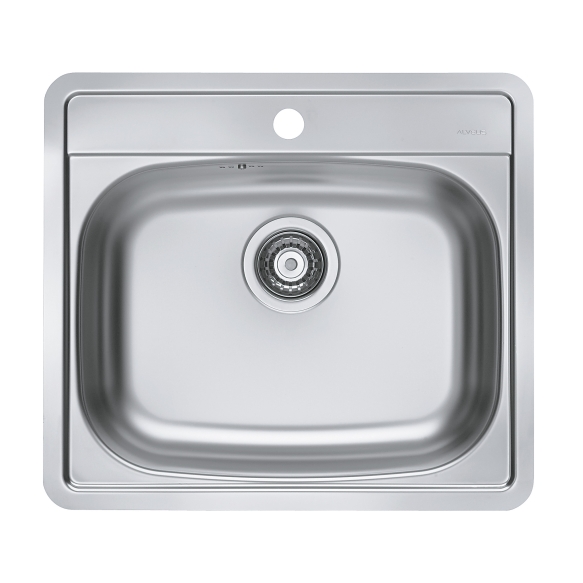 square stainless steel basin MORE 10, 56x50 cm, height 16 cm, waste 3 1/2´´, satin finish. Drain not included.