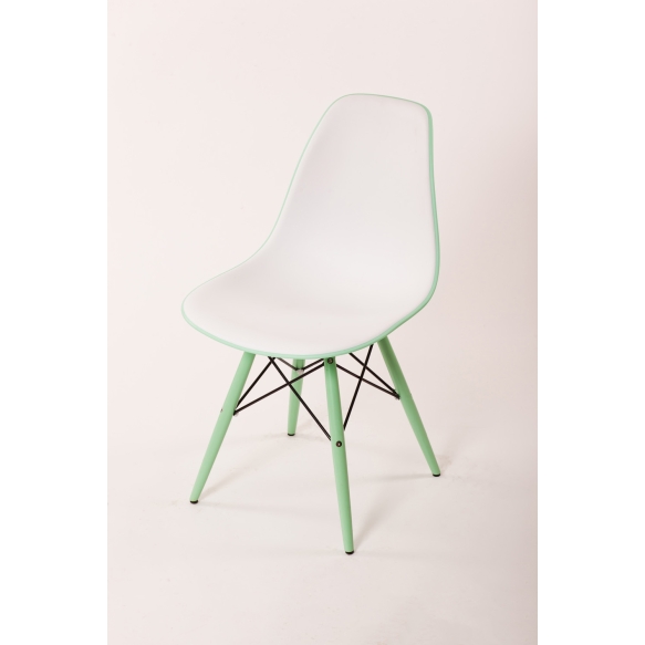 chair Alexis V, white/green seat, green feet