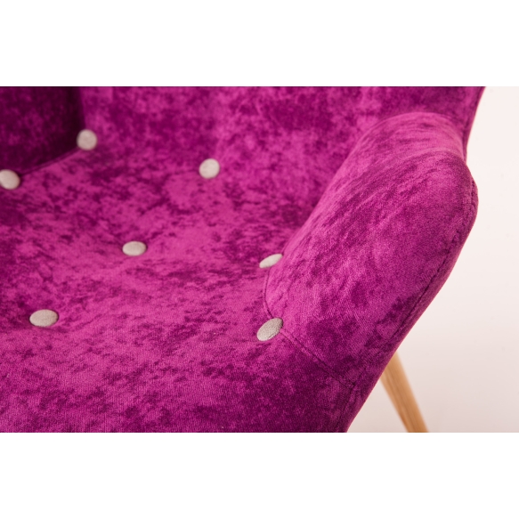 armchair Burg, purple fabric, grey buttons