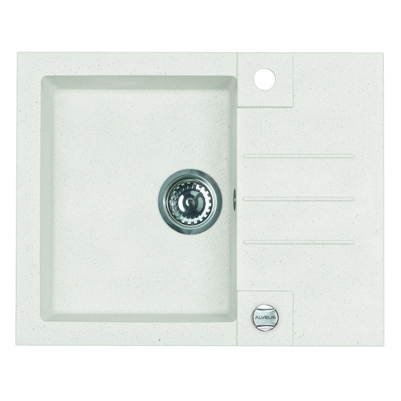 granite basin ROCK30-G11 59,5x47,5x16 cm, white, automatic siphon
