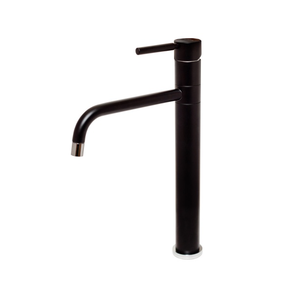 high basin mixer Form A with swivel spout, mat black