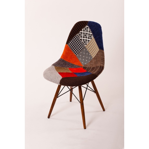 chair Alexis, patchwork, light brown feet